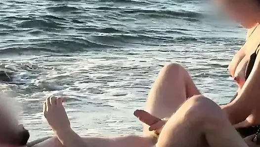 Hotwife Pegs Her Man Hard On Public Beach At Sunset