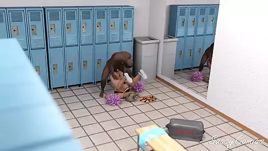 Amigo kız soyunma odasında büyük zenci yarağı futbolcusu tarafından götten sikiliyor