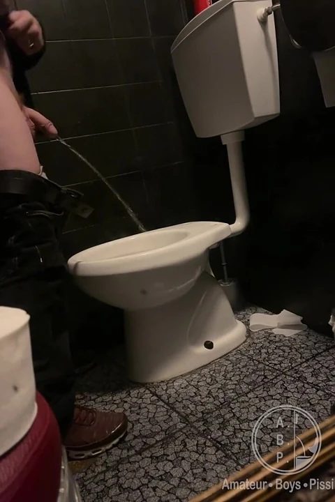Amateur Straight Boy Caught Peeing in a Bar Restroom
