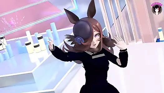 Sevimli genç kedi kız seksi çoraplarla dans ediyor + kademeli olarak soyunuyor