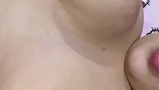Hot mom loves to suck her tits very tasty