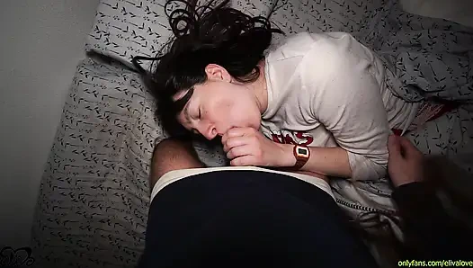 Night blowjob - Girl SWALLOW all cum in the MOUTH