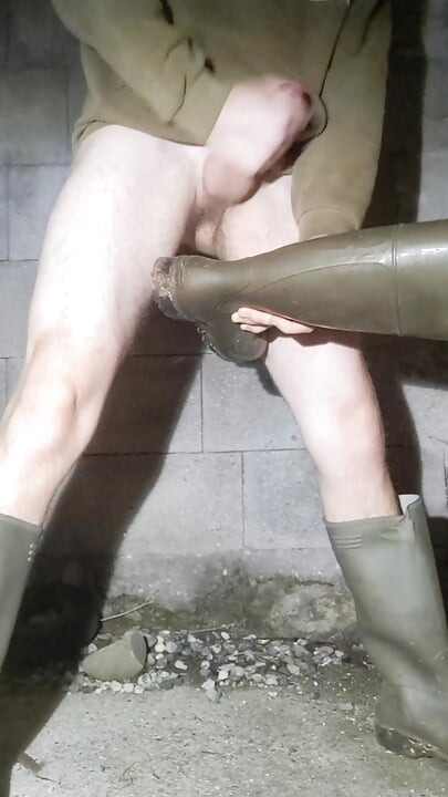 Boy on rubber boots