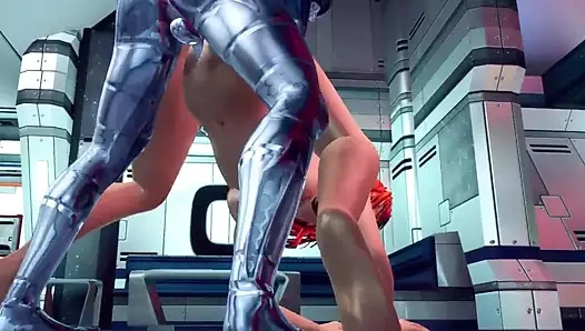 3 boyutlu kıllı büyük memeli kızıl saçlı metal yarakla seksi seviyor