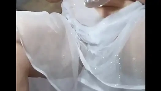 Crown Soraya showing off for online, with a glass of her own liquid