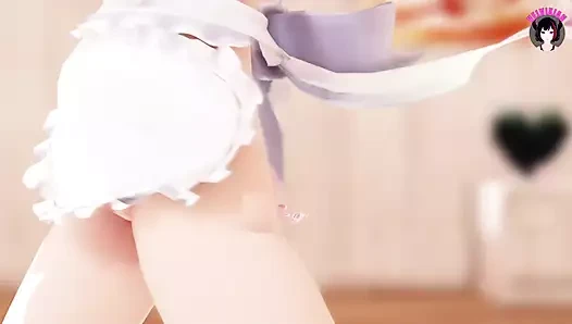 Tsuina-chan sadece seksi önlükle dans ediyor (3 boyutlu hentai)