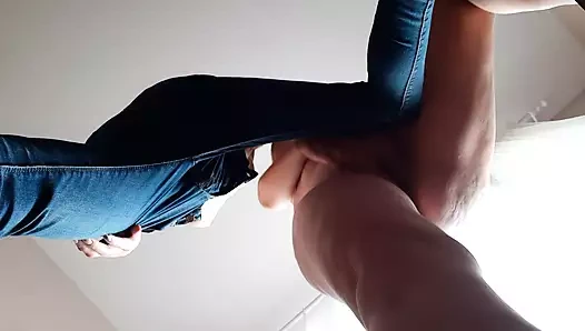 I masturbate naked and my girlfriend masturbates in jeans - Lesbian-illusion