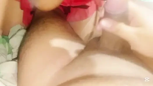 My girlfriend's Tamil aunt riding cock when we're home alone