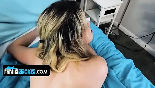 Ashley Charges Stepbro for a BJ After Catching Him Snooping in the Shower