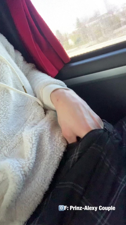 Boy shows his thick dick on the bus