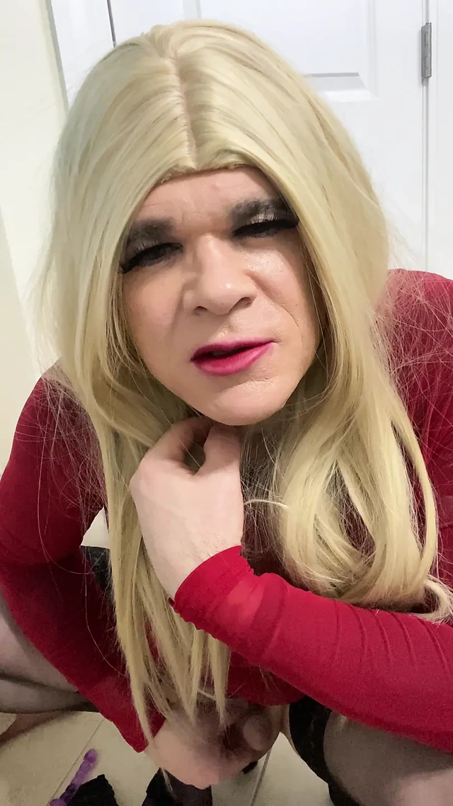 Shemale amateur stands up and shows off talking dirty  and showing off clit cock and ass