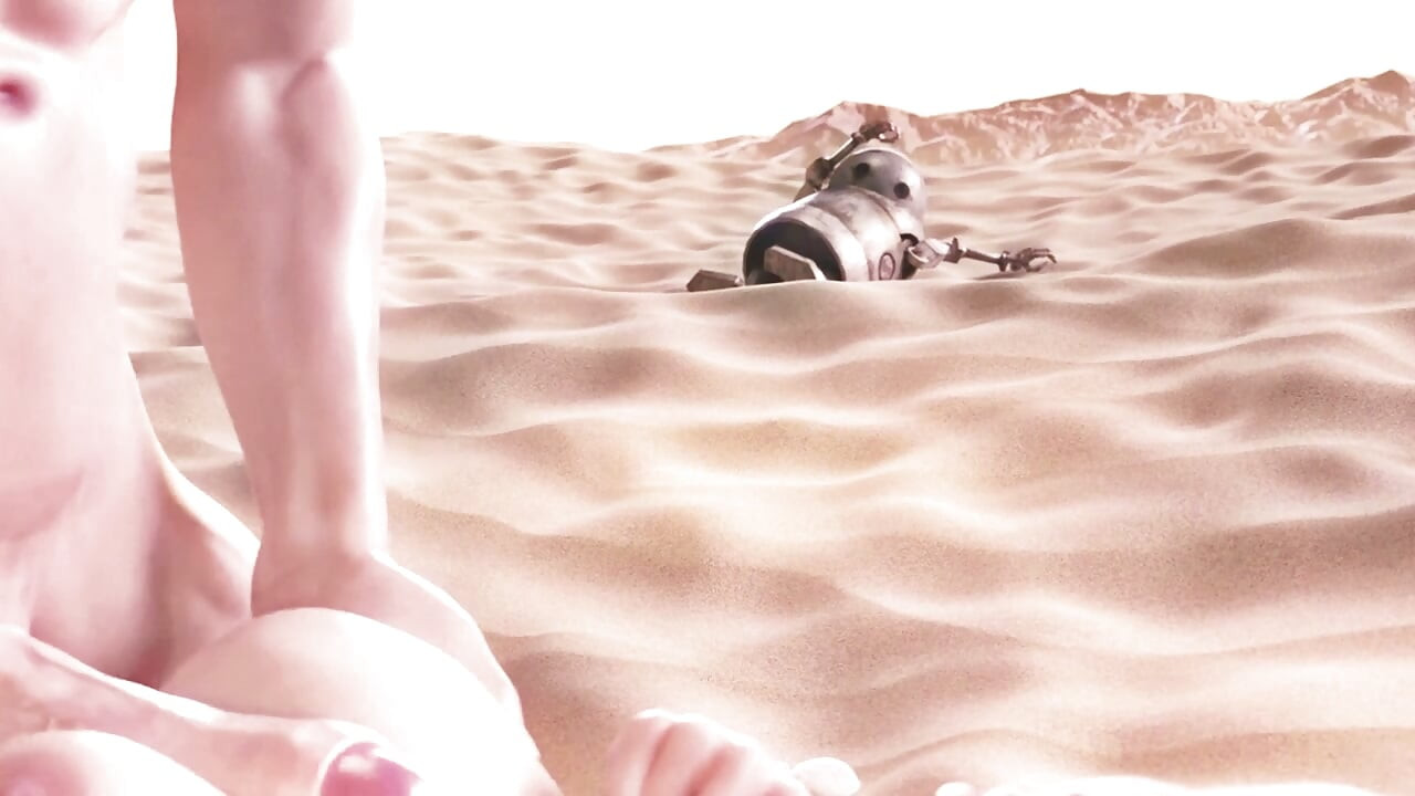 Loading Next Stage: 2B and a muscular 9S doing it on the ruined battlefield