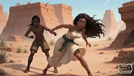 Zenci kraliçenin suyla sırılsıklam çöl doruk noktası: azgın, seksi zenci piliç!