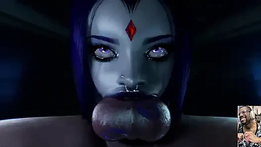 Mai Thigh bir yarağı sikerken sürtük chun-li izliyor, sıkı genç raven bir yarağı gırtlağına kadar alıyor