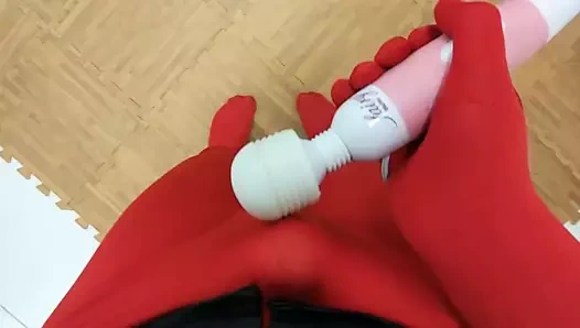 Vibratörlü kırmızı zentai takımı