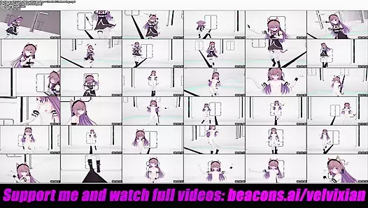 Sevimli neko kız dans ediyor + kademeli soyunuyor (3 boyutlu hentai)