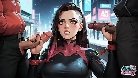 Seksi bağlamalı esaret kadın çift dildo eğlencesinde sikişiyor!