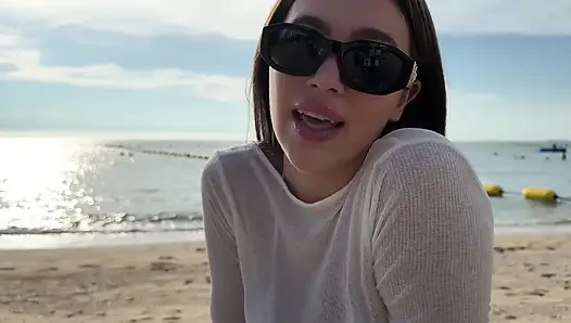 POV Stranger on a public beach invited to her hotel . RIDING MY COCK HARD