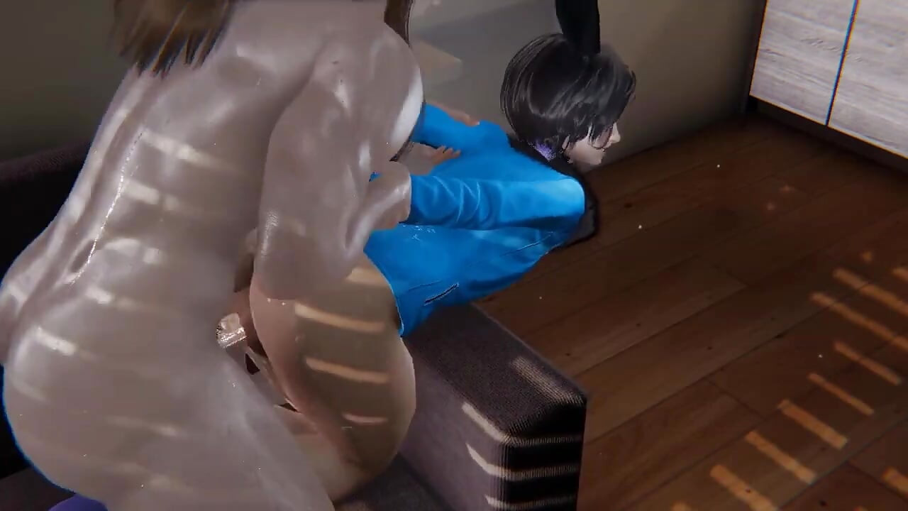Yaoi seksi tavşan femboy kanepede sert sikiliyor