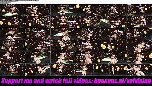 İri göğüslü çok kalın genç kız dans ediyor + kademeli olarak soyunuyor (3 boyutlu hentai)