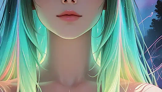 Parlak gözlü kozmik neon güzellik portresi rüya gibi fantezi ai art slayt gösterisi