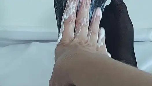 BLACK PANTYHOSE WITH LOTS OF COSMETICS