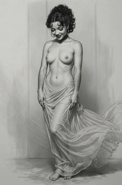 Kıllı retro pin-up güzellik geceliğini kaldırıyor - erotik sanat (2/6)