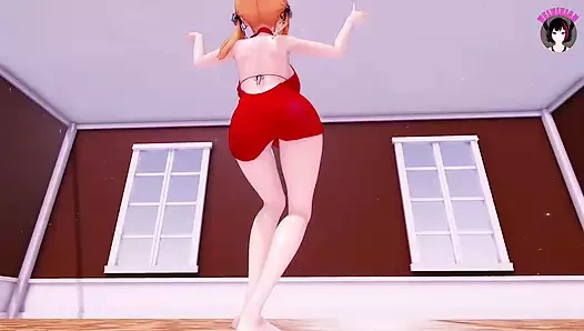 Suzuya ve Kashima - seksi kırmızı elbiseli harika dans