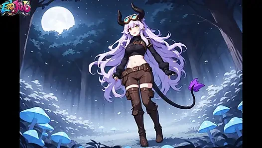 Demon Girl Finds Magic Mushroom - The Slimy Liquid Strips Her Naked and Makes Her Cum in the Woods