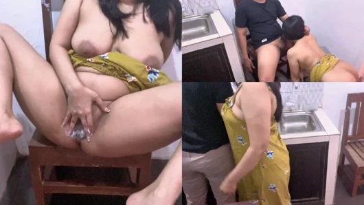 Mother-in-law and son-in-law have sex in the kitchen