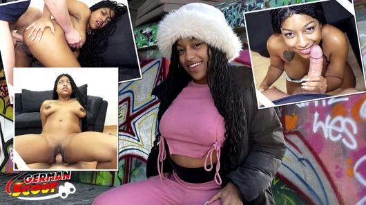 Alman izci - zenci kız Vicky Menage için oyuncu seçmelerinde prezervatifsiz anal seks