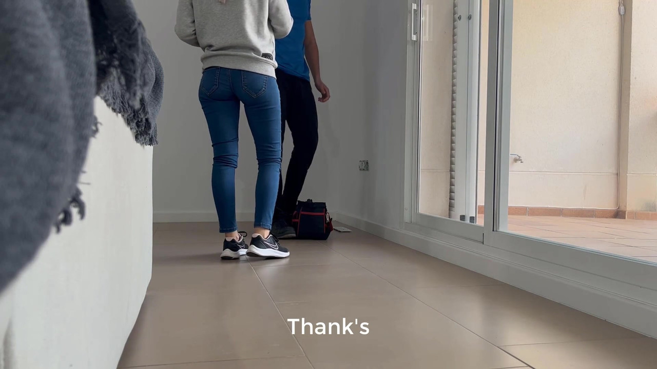 I call the young electrician to fix the plug and give him a blowjob and surprise fuck him without him knowing