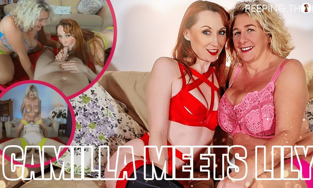 Camilla ve Lily - sanal üçlü seks - orta yaşlı seksi kadınlar sanal gerçeklikte aşağı iniyor ve irty