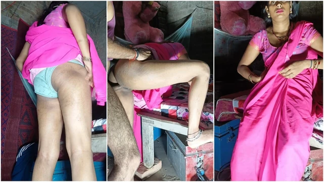Bhabhi, kayınbiraderin sikiyle ayakta köpek stili sikişiyor Hintçe ses