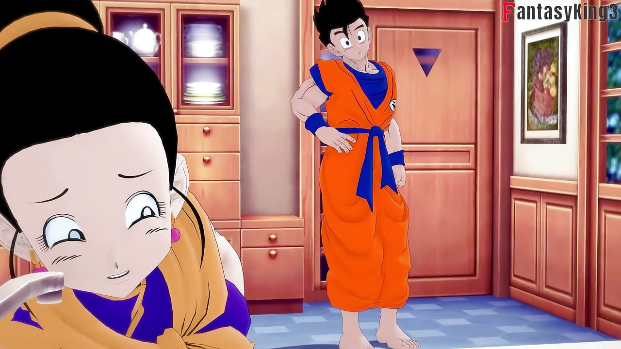 Chichi lavaboya sıkışıyor ve Gohan onu sikiyor - dragonball zex serisi