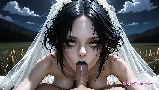 Perili rüzgarlar seks şehvetini körüklerken ay memeli zombi gelin yırtık elbisesiyle sikiliyor (ai porno)
