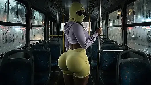 Otobüste minyon büyük götlü sıkı sarı taytla twerk yapıyor