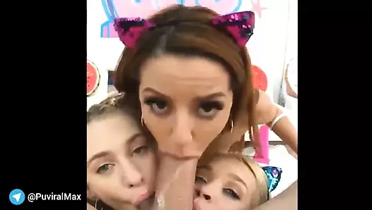 üçlü: üç genç kız emme horoz