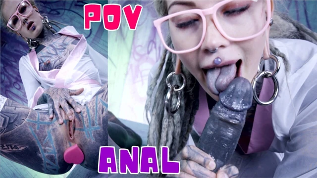Glasses wearing Tattooed Girl loves the Tattooed Dick Fucking DP and Facial
