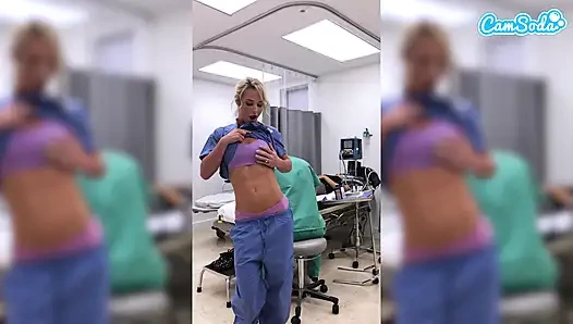 Zinde Orta Yaşlı Seksi Hemşire Hastanede Mastürbasyon Için Kovuluyor