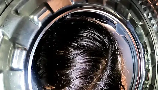 Çamaşır makinesine sıkıştım siyah yaraklı üvey oğlum benden faydalandı ve sikti