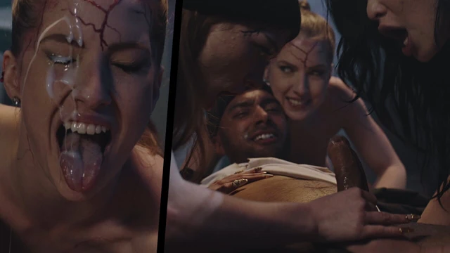 Kadın egemenliği ters grup seks - azgın iblislerin sahip olduğu lezbiyenler zenci adamla birden fazla döllemeyle sikişiyor