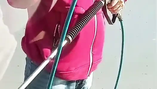 Public masturbate my pussy in the car wash, my husband's handjob in traffic! Part 1
