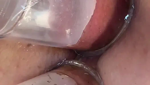 Aşırı yakın çekim çift vakum pompalama göt ve amcık