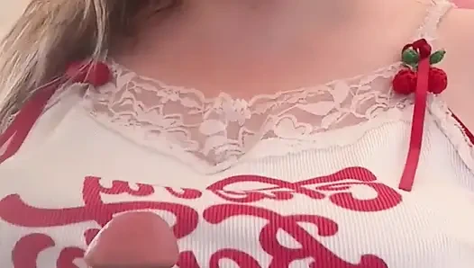 Azdırma, büyük, ağır memeli baştan çıkarıcı orta yaşlı seksi kadın