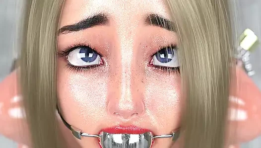 Hardcore ölçülü kız esnemeler ve kelepçeli 3d metal esaret bdsm oyun