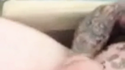 tattoo guy jerks cock and moans