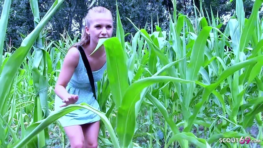 Cute Girl tricked Skinny Classmate to Lesbian Public Sex on way home