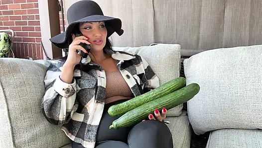 Desperate Housewife Triple Penetrates with 3 12in Cucumbers