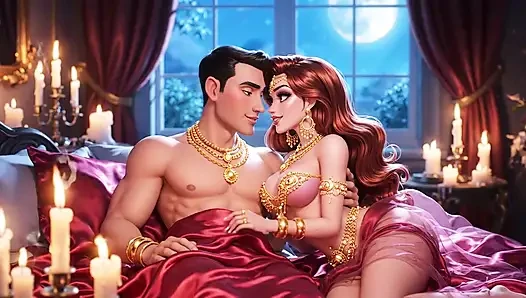 Kraliyet çizgi film çifti ateşli gece tutkusu derlemesi - altın takı animasyonlu şehvetli romantizm